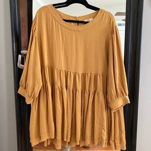 ENTRO Mustard Peplum ruffle top